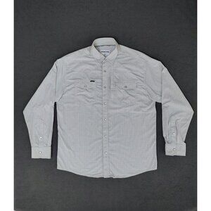 Poncho Western Pearl Snap Shirt Sz (M) Gray Plaid Check Long Sleeve The Rogers